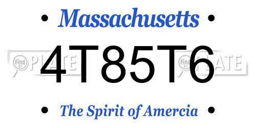 4T85T6 Massachusetts License Plate
