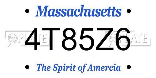 4T85Z6 Massachusetts License Plate