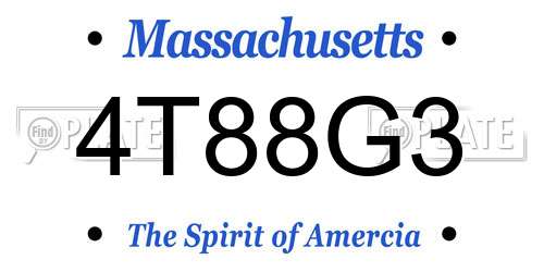 4T88G3 Massachusetts License Plate