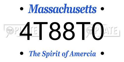 4T88T0 Massachusetts License Plate