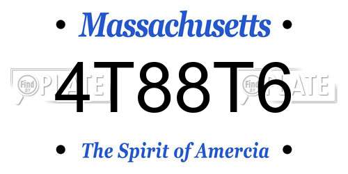 4T88T6 Massachusetts License Plate