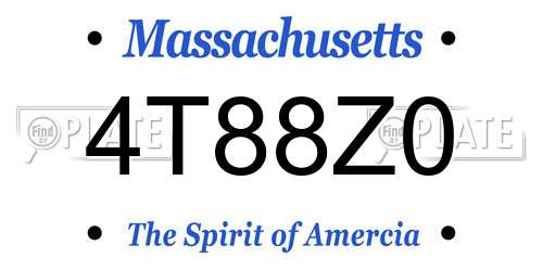 4T88Z0 Massachusetts License Plate