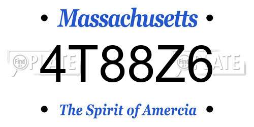 4T88Z6 Massachusetts License Plate