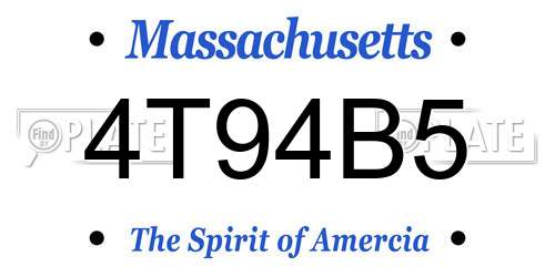 4T94B5 Massachusetts License Plate