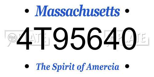 4T95640 Massachusetts License Plate