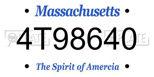 4T98640 Massachusetts License Plate