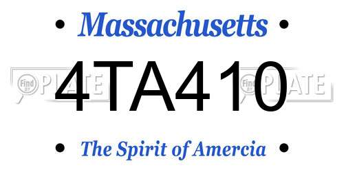 4TA410 Massachusetts License Plate
