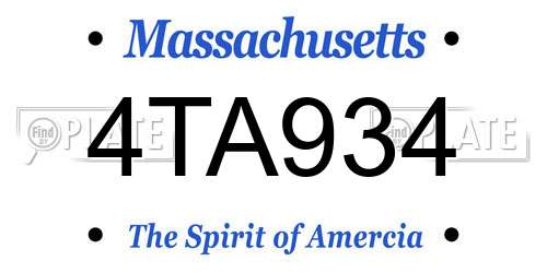 4TA934 Massachusetts License Plate