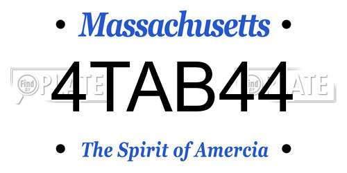 4TAB44 Massachusetts License Plate