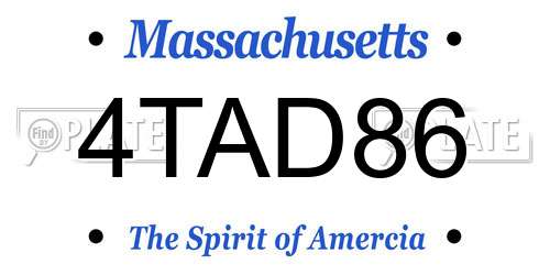 4TAD86 Massachusetts License Plate