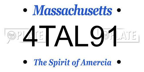 4TAL91 Massachusetts License Plate
