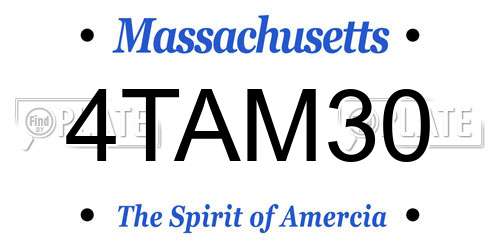 4TAM30 Massachusetts License Plate