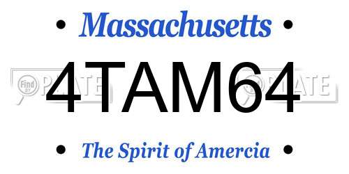 4TAM64 Massachusetts License Plate