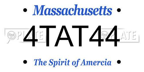 4TAT44 Massachusetts License Plate
