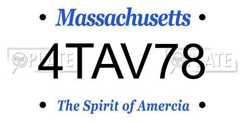 4TAV78 Massachusetts License Plate
