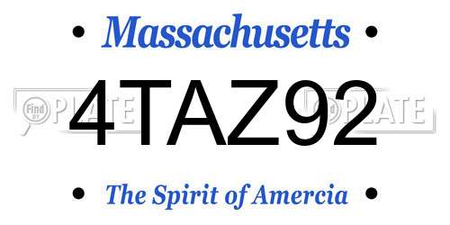 4TAZ92 Massachusetts License Plate