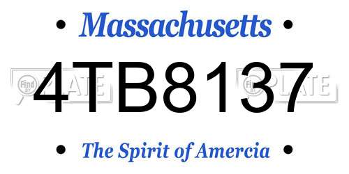 4TB8137 Massachusetts License Plate