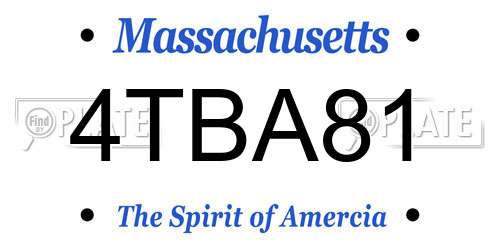 4TBA81 Massachusetts License Plate