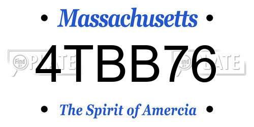 4TBB76 Massachusetts License Plate