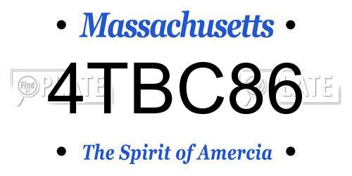 4TBC86 Massachusetts License Plate