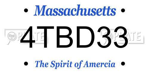 4TBD33 Massachusetts License Plate