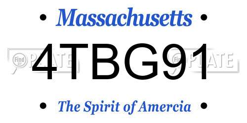 4TBG91 Massachusetts License Plate