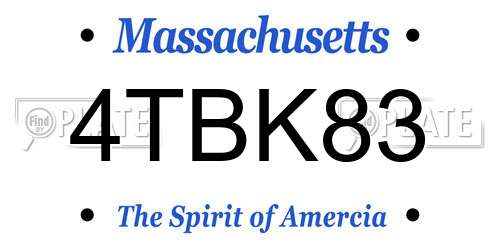 4TBK83 Massachusetts License Plate