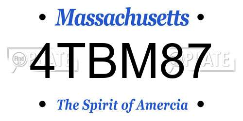 4TBM87 Massachusetts License Plate
