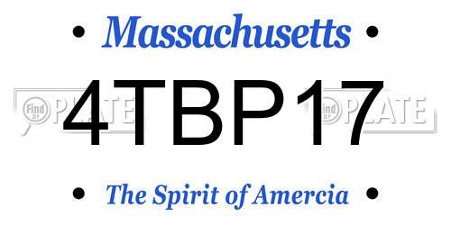 4TBP17 Massachusetts License Plate