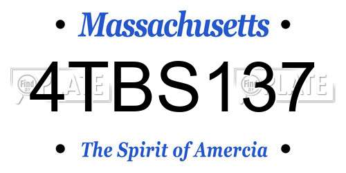 4TBS137 Massachusetts License Plate