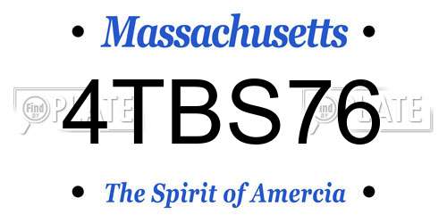 4TBS76 Massachusetts License Plate