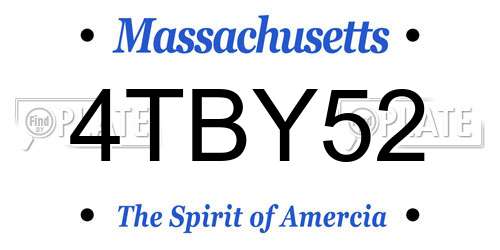 4TBY52 Massachusetts License Plate