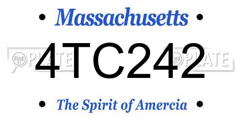 4TC242 Massachusetts License Plate