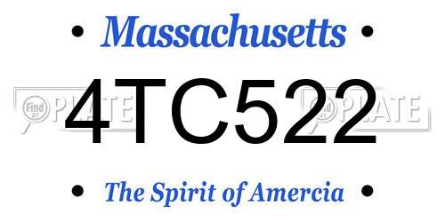 4TC522 Massachusetts License Plate
