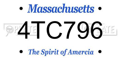 4TC796 Massachusetts License Plate
