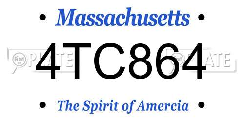 4TC864 Massachusetts License Plate