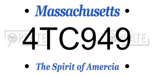 4TC949 Massachusetts License Plate