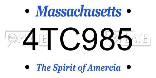 4TC985 Massachusetts License Plate