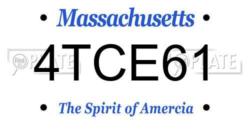 4TCE61 Massachusetts License Plate
