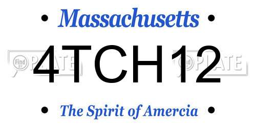4TCH12 Massachusetts License Plate