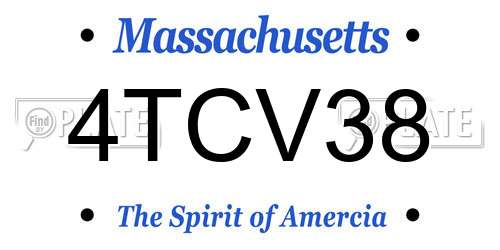 4TCV38 Massachusetts License Plate