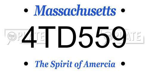 4TD559 Massachusetts License Plate
