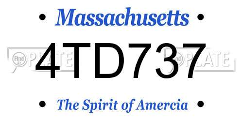 4TD737 Massachusetts License Plate