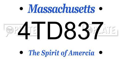 4TD837 Massachusetts License Plate