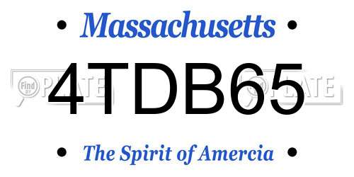 4TDB65 Massachusetts License Plate