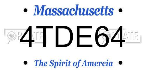 4TDE64 Massachusetts License Plate