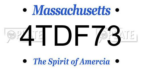 4TDF73 Massachusetts License Plate