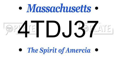 4TDJ37 Massachusetts License Plate