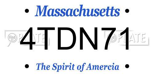 4TDN71 Massachusetts License Plate