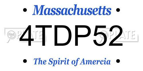 4TDP52 Massachusetts License Plate